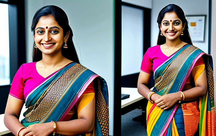 **

"A professional Bengali woman in a modest, colorful saree, smiling warmly in a modern office setting, fully clothed, appropriate attire, safe for work, perfect anatomy, natural proportions, professional photography, high quality."

**