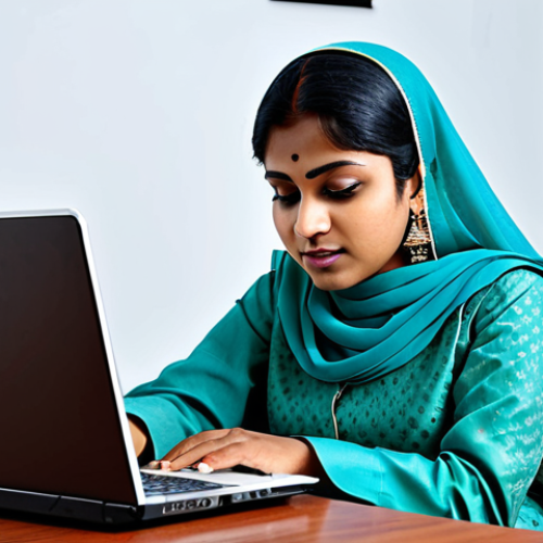 Home 17 ** A professional Bangladeshi woman, fully clothed in a modest salwar kameez, working on a laptop in a modern Dhaka office. Appropriate attire, safe for work, perfect anatomy, natural proportions, professional photography, high quality.
**