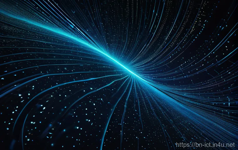 차세대 WiFi 기술 - A futuristic, abstract visualization of Wi-Fi 7 technology, showcasing extreme speed and efficiency....