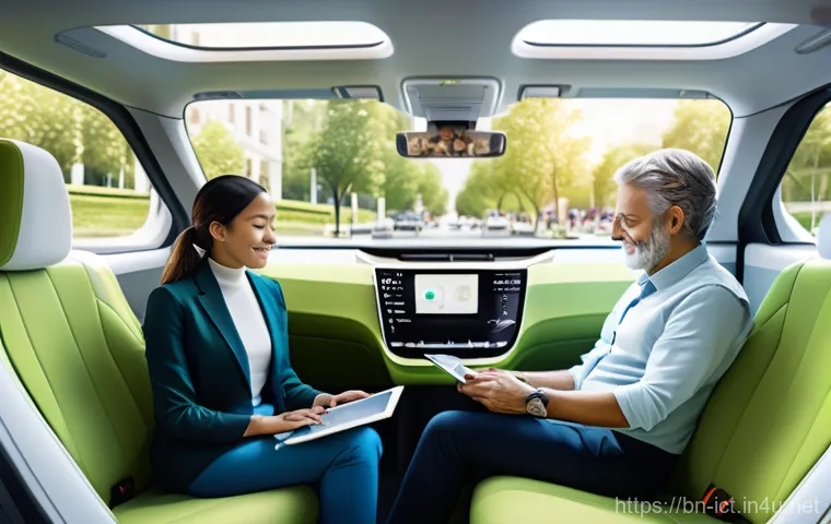 자율주행차 통신 인프라 - A close-up, action-oriented scene depicting an autonomous vehicle intelligently avoiding a potential...
