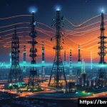 Home 20 통신 시스템 모델링 - A highly detailed digital illustration of a modern communication system model showing signal transmi...