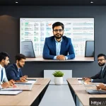 Home 19 웹RTC 기반 실시간 통신 - A detailed digital illustration of a professional video conference in progress on a modern browser i...
