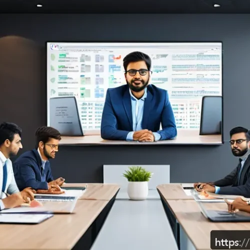 Home 31 웹RTC 기반 실시간 통신 - A detailed digital illustration of a professional video conference in progress on a modern browser i...